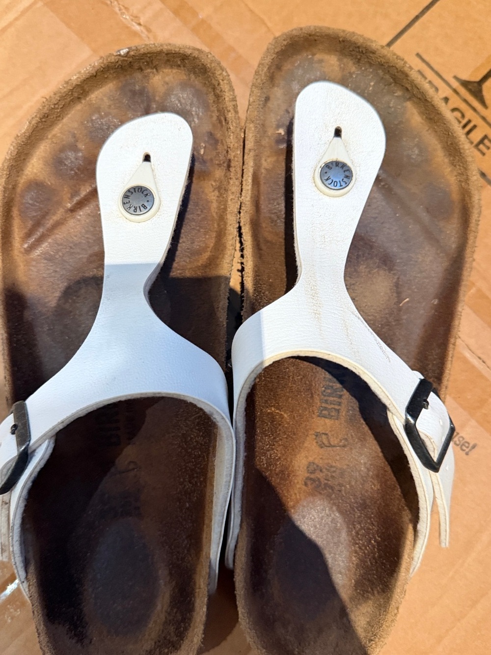 Birkenstock White Leather Sandals